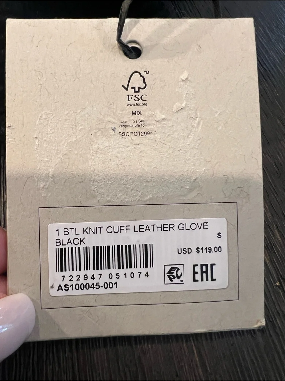 NWT AllSaints Black Cuff Leather Glove Size Small